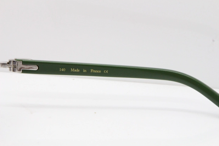 Cartier Rimless T8200762 Green Aztec Arms Sunglasses In Gold Gray Lens  