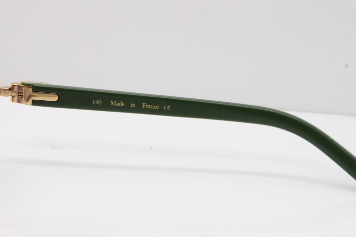 Cartier Rimless T8200762 Green Aztec Arms Sunglasses In Gold Purple Lens 