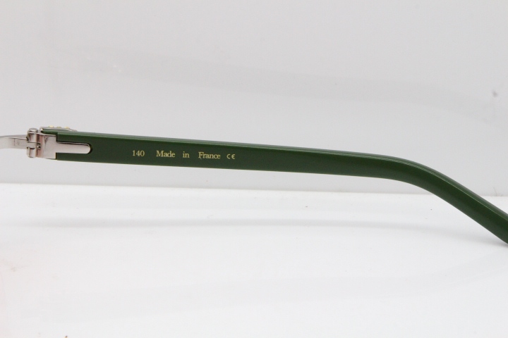 Cartier Rimless 8200762 Big Diamond Green Aztec Arms Sunglasses In Gold Pink Lens