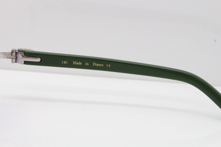 Cartier Rimless 8200762 Big Diamond Green Aztec Arms Sunglasses In Gold Purple Lens