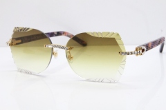 Cartier Rimless T8200762 Big Diamond Purple Aztec Arms Sunglasses In Gold Brown Lens