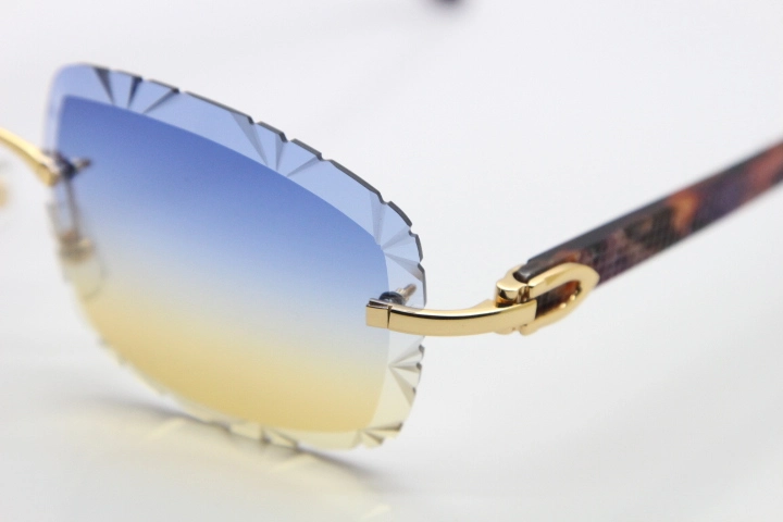 Cartier Rimless 8300816 Marble Purple Aztec Arms Sunglasses In Gold Blue Mix Yellow Lens