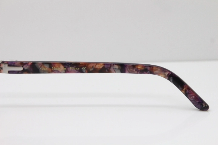 Cartier Rimless 8300816 Marble Purple Aztec Arms Sunglasses In Gold Purple Mix Orange White Lens