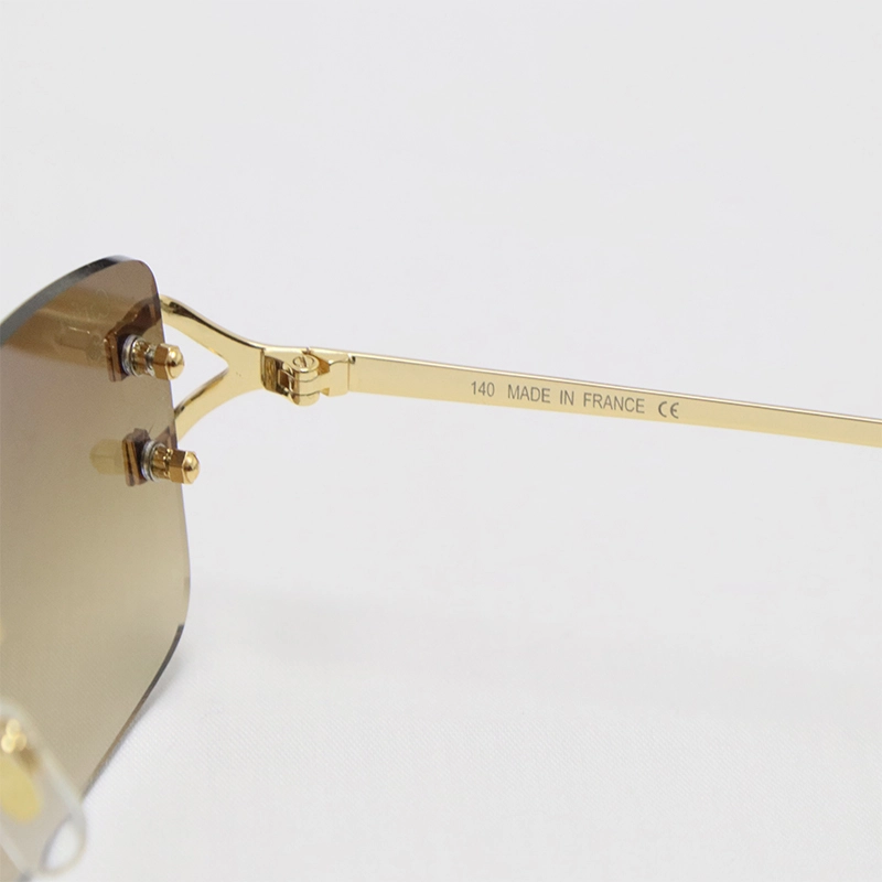 Cartier C Decor Sunglasses Rimless 8200757-A Sun Glasses Gold Brown Lens