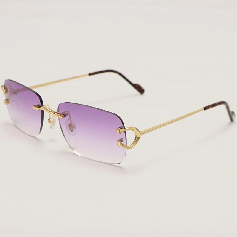 Cartier C Decor Original Sunglasses CT0344O 001 Gold Brown Lens C57G23AK Rimless 18k Gold Sun Glasses