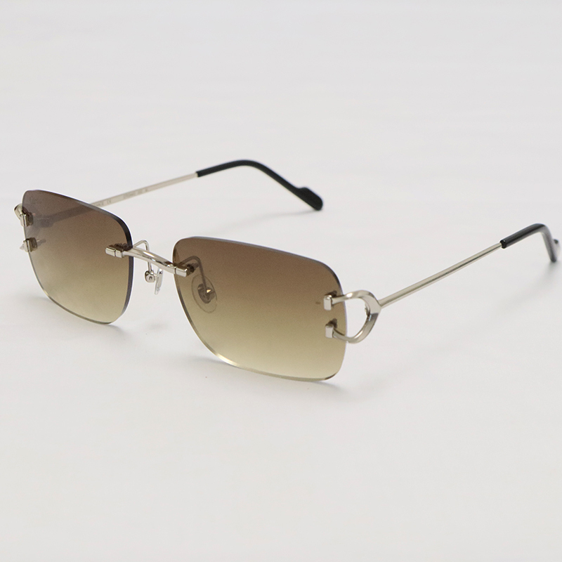 Cartier PICCADILLY CT3440 BIG C Decor Gold Occhiali Frame Rimless SunGlasses Size:57-19-145MM