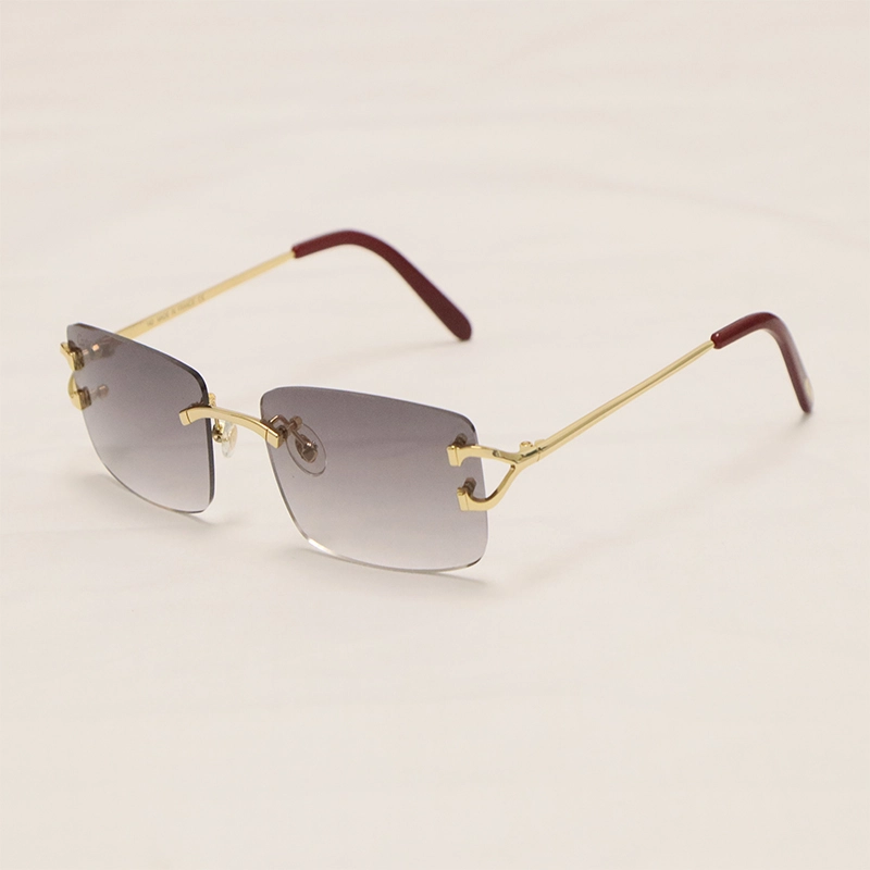 Cartier C Decor Sunglasses Rimless 8200757-A Sun Glasses Gold Brown Lens