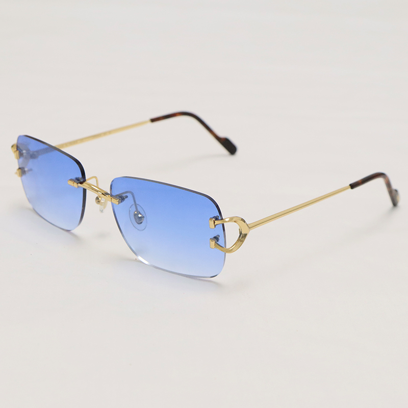 Cartier C Decor Original Sunglasses CT0344O 001 Gold Brown Lens C57G23AK Rimless 18k Gold Sun Glasses