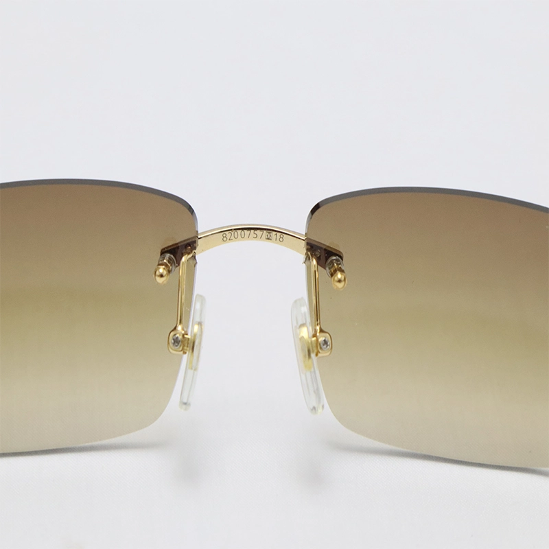 Cartier C Decor Sunglasses Rimless 8200757-A Sun Glasses Gold Brown Lens