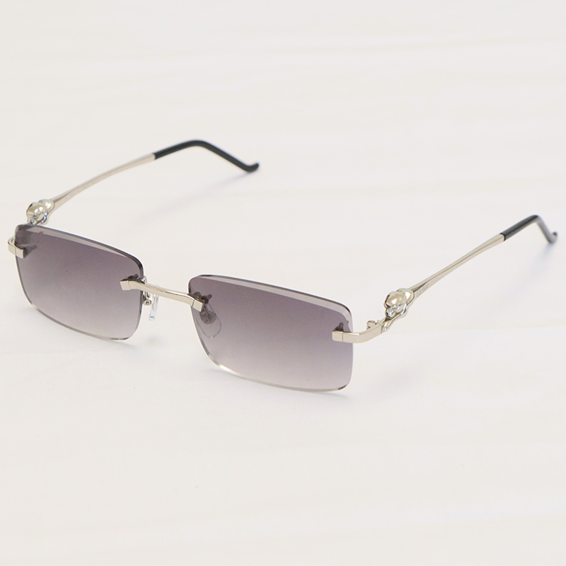 Cartier Panther series Sunglasses CT0281O Rimless Designer Diamond cut Lens Sun Glasses Gold Brown Lens