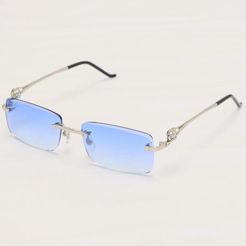 Cartier Panther series Sunglasses CT0281O Rimless Designer Diamond cut Lens Sun Glasses Gold Brown Lens