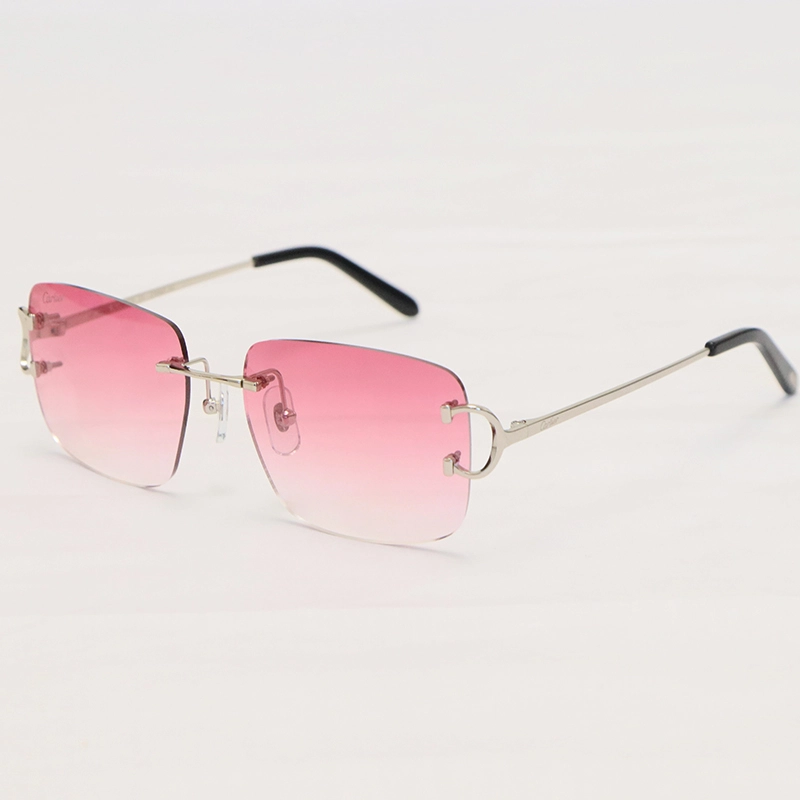 Cartier C Decor CT00920 Sunglasses Rimless Sun Glasses Gold Brown Lens