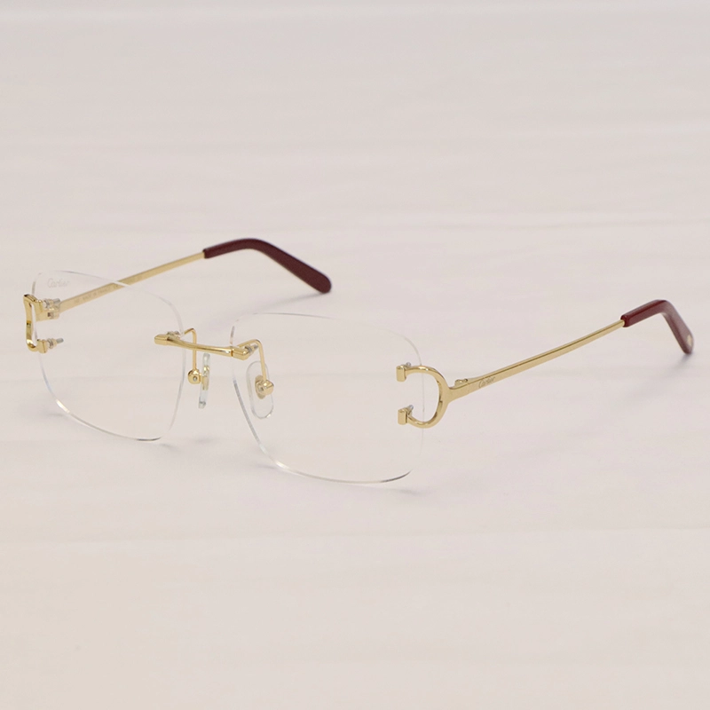 Cartier C Decor CT00920 Sunglasses Rimless Sun Glasses Gold Brown Lens