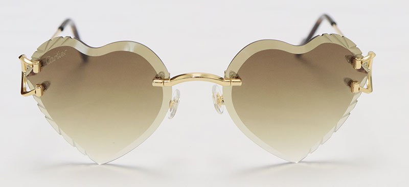 Cartier PICCADILLY CT3440 BIG C Decor Rimless Diamond Cut Lens Sunglasses Angled Tniangle Lens