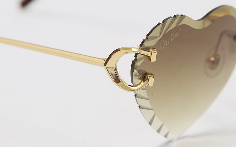 Cartier PICCADILLY CT3440 BIG C Decor Rimless Diamond Cut Lens Sunglasses Angled Tniangle Lens