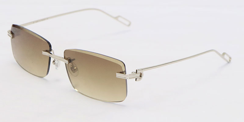 Cartier Metal Diamond Cut Lens Rimless CT01130-02 Sunglasses Size:57