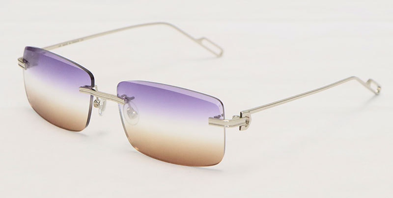 Cartier Metal Diamond Cut Lens Rimless CT01130-02 Sunglasses Size:57