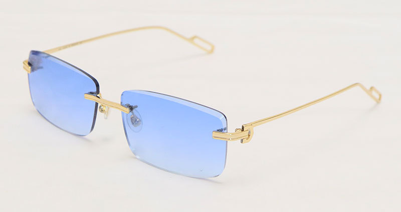 Cartier Metal Diamond Cut Lens Rimless CT01130-02 Sunglasses Size:57