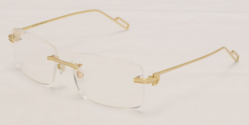 Cartier Metal Diamond Cut Lens Rimless CT01130-02 Sunglasses Size:57