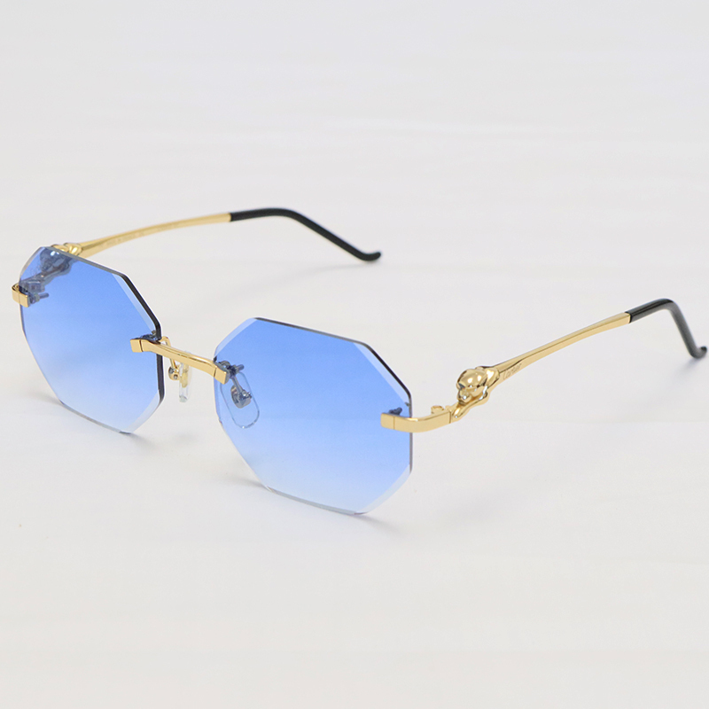 Cartier Panther series Sunglasses CT02810-A Rimless Designer Diamond cut Lens Glasses