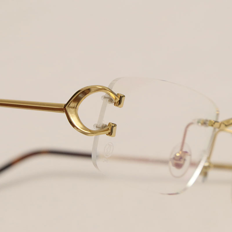 Cartier C Decor Rimless Eyewear CT03440 001 Gold  C57G23AK 18k Gold Sunglasses Frames