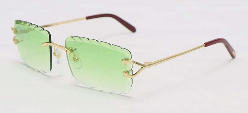 Cartier C Decor Sunglasses Rimless 8200757-A Sun Glasses Designer Diamond cut Lens