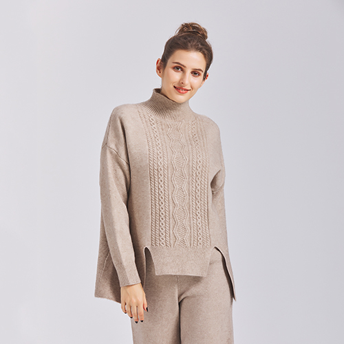 Knitwear manufacturers custom turtleneck weater 100% cashmere knit women's sweater