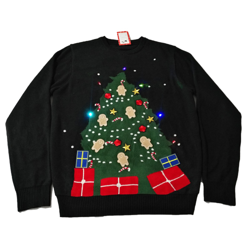 Customized Little Biscuit Man Light-up Black Ugly Christmas Jumper
