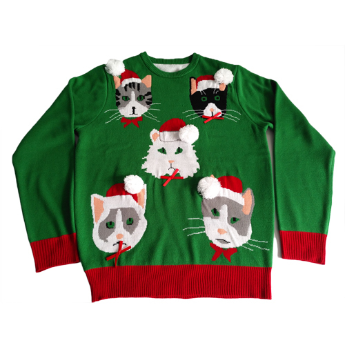Customized Lovely Cat Jacquard Sweater Festival Party Ugly Christmas Jumper