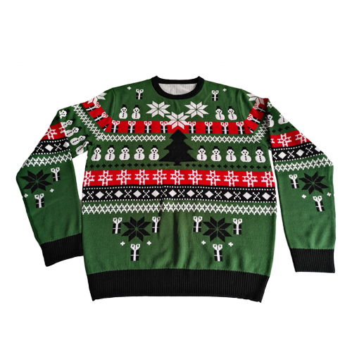 Customized Knitted Crewneck Christmas Pattern Ugly Christmas Jumper