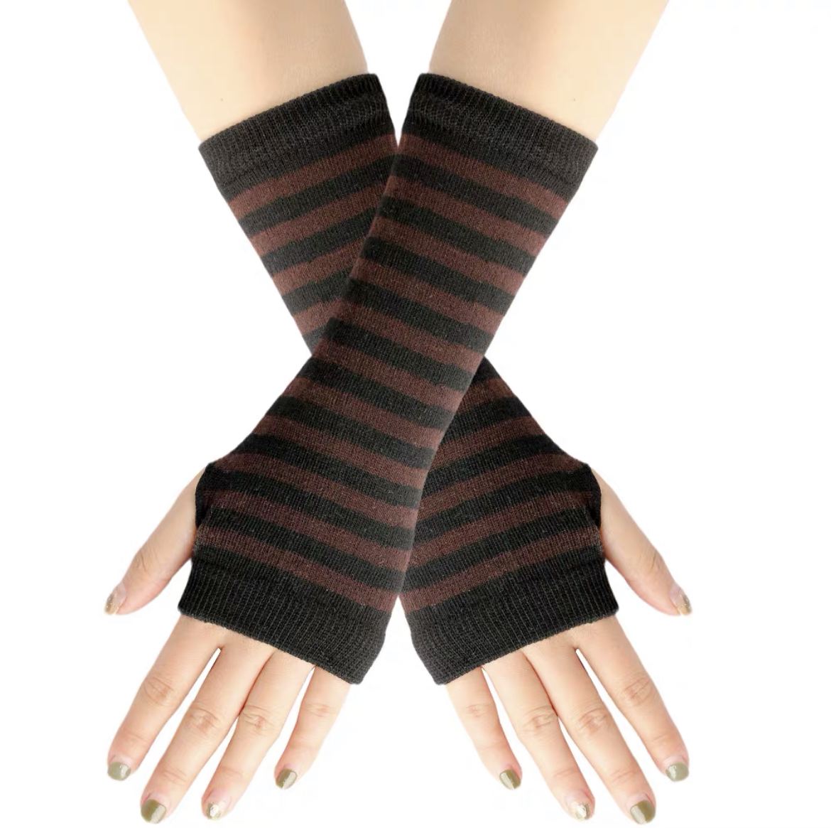 Knitted Fingerless Anime Stripe Thin Wrist Cuff The Color Can Be Customized