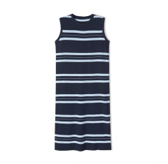 women's advanced sleeveless knitted loose casual striped dress