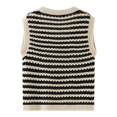 Retro Striped Hollow Knit Camisole Women's Gaiden Sleeveless Thin Breathable Top