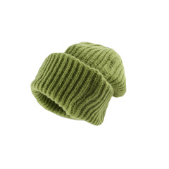 Basic style thickened large version warm solid color knitted wool hat ear protection warm