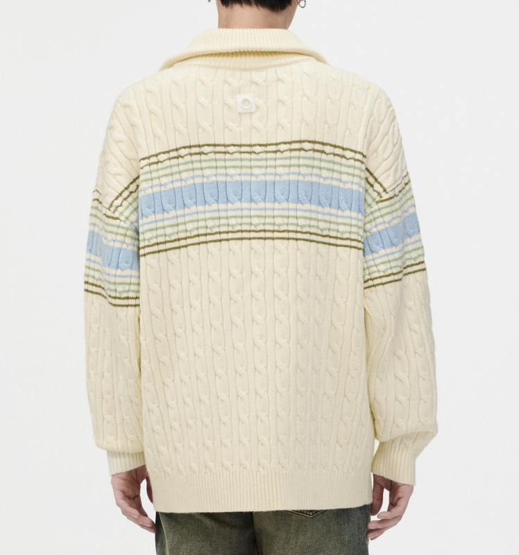 Striped zipper cardigan winter lazy style niche knitted sweater jacket