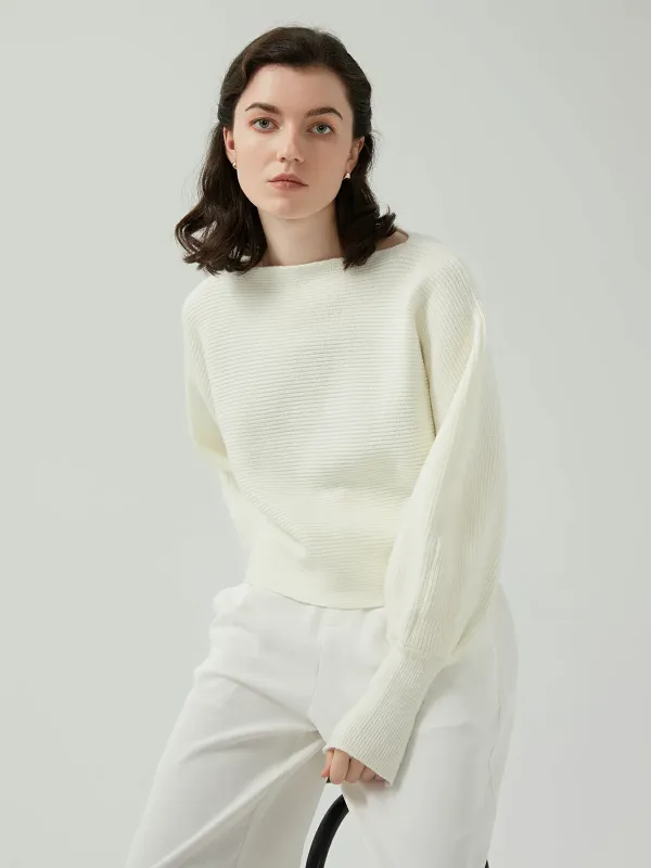 Round neck loose knitted sweater, short, versatile, long sleeves, lazy style