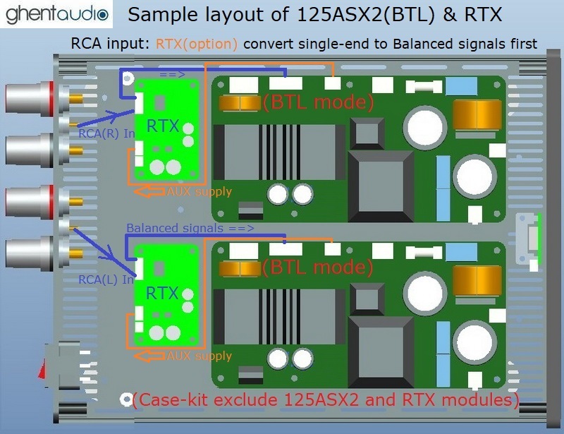 (B265b-S1R) DIY Stereo Case-kit for ICEpower 2 x 125ASX2(BTL) (RCA inputs)