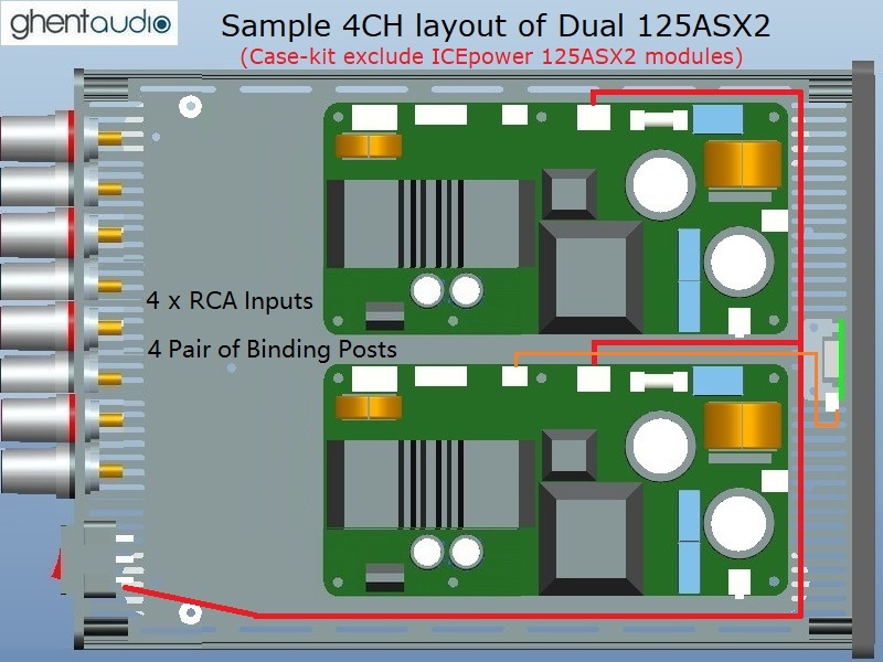 (B265b-Q1) DIY 4CH Case-kit for ICEpower 2 x 125ASX2