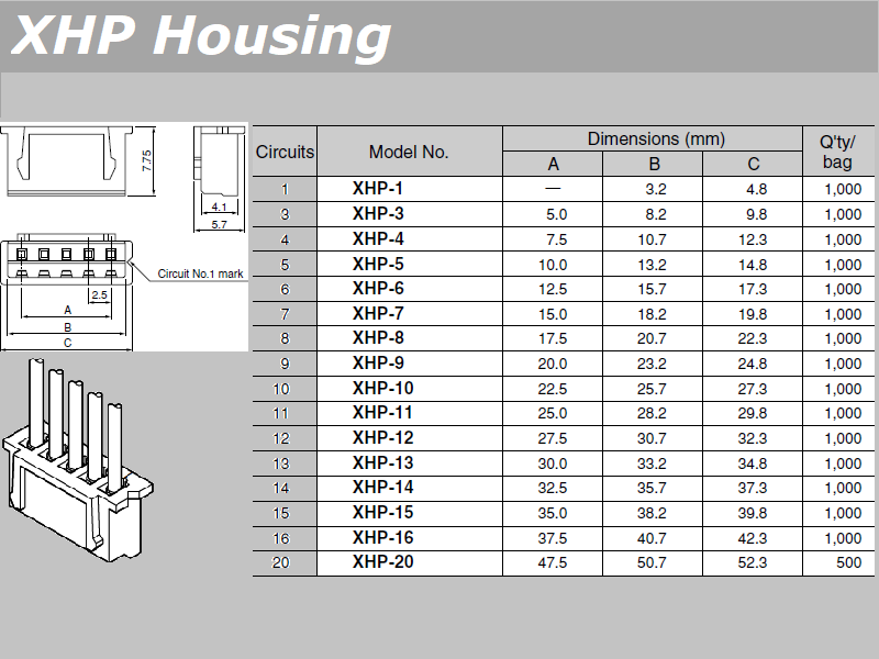 XHP-2 Housing & Contact (2-ways)