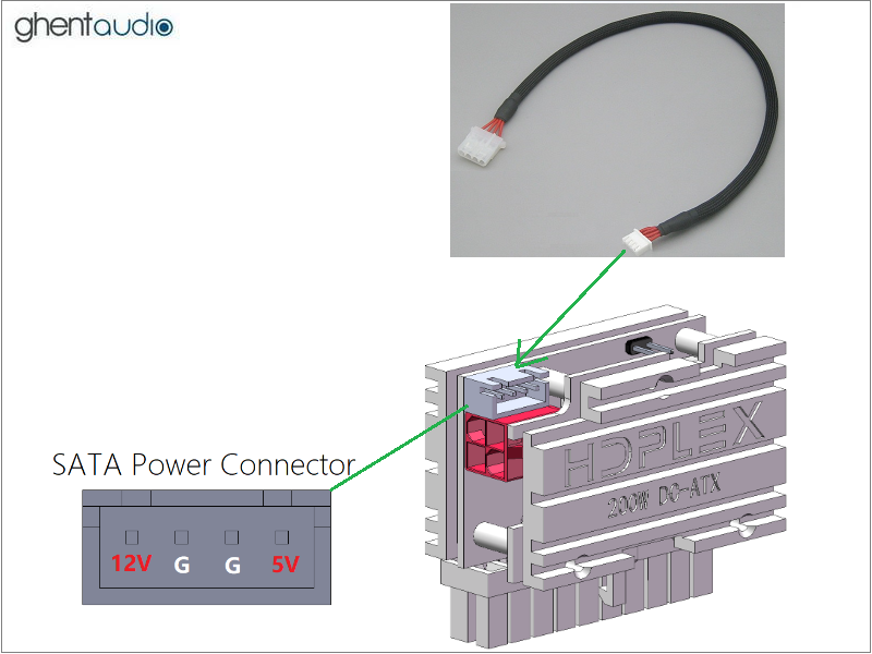 (PC47) SATA Power Cable for HDPLEX 200W DC-ATX (JSSG360)
