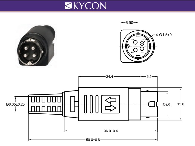 Kycon KPPX 4P Snap And Lock Connector