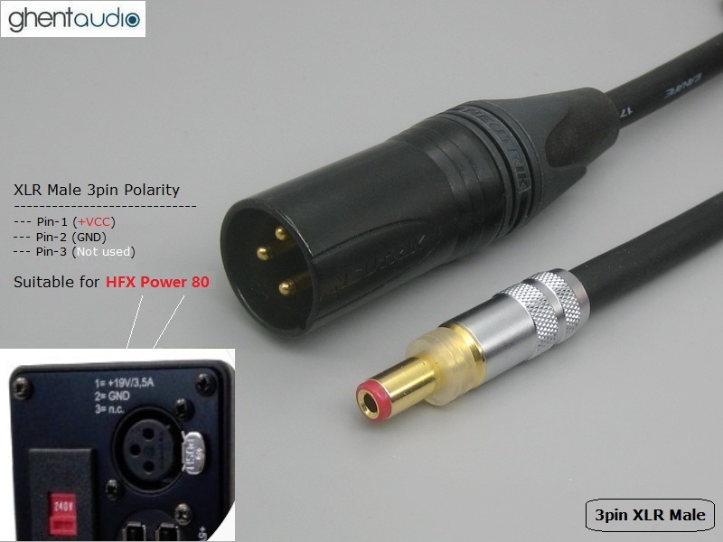 DC44 --- XLR Male-3P DC cable for HFX Power 80 PSU