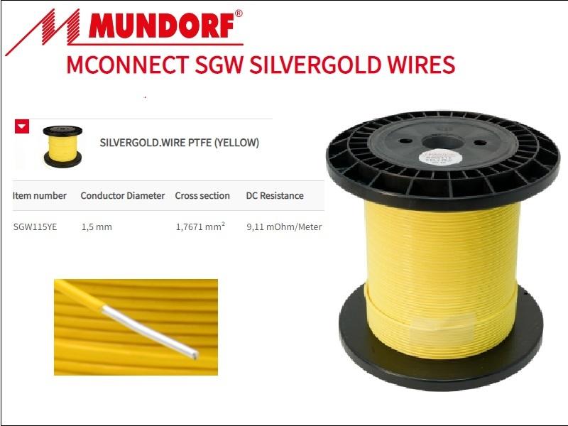 Mundorf SGW115YE Silver/Gold 1.5mm Hook-up wire (1ft/0.3m)
