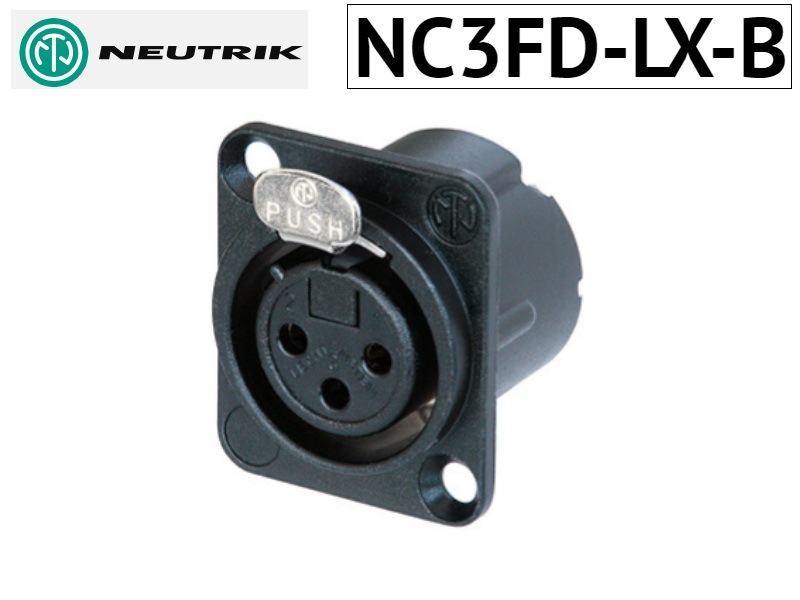 Neutrik NC3FD-LX-B Gold-plated Female 3P XLR Chassis Socket