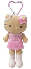 三丽鸥NIC 黑皮粉色豹纹长腿hellokitty挂件