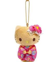 三丽鸥 hellokitty棕皮红色和服挂件