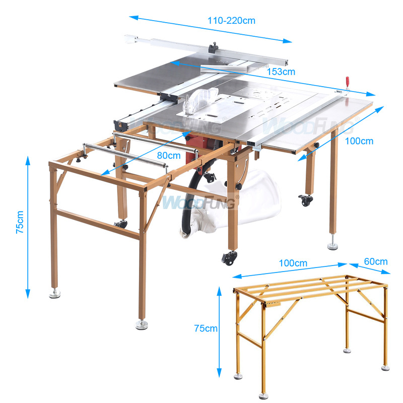 MJ-09BR Small type mini sliding table saw with scoring sawblade