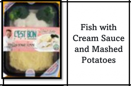 Fish with Cream Sauce and Mashed Potatoes