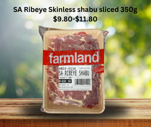 HB00-061H: Farmland Beef Sliced Ribeye Shabu (1.5mm) Net wght: 350gm