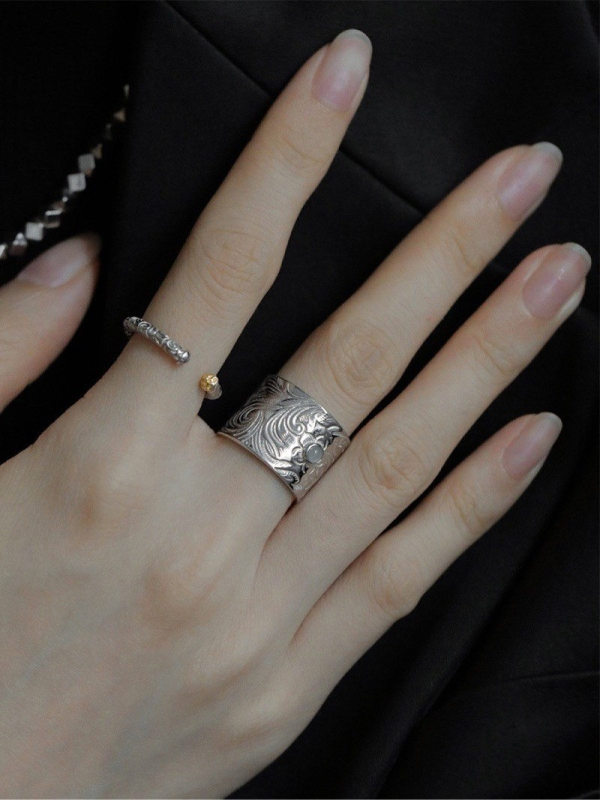 寬戒指白月光小衆設計冷淡風高級感輕奢指環可調節  一套兩隻